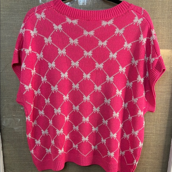 Pink and White Knit Bow Boutique Sweater - Picture 5 of 5